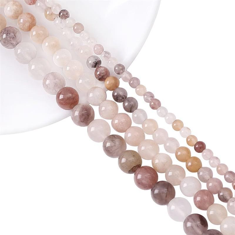 DIY handgefertigte runde Perlen Armband Halskette Ohrringe – Gold Jade Violet Streuperlen Zubehör-Set