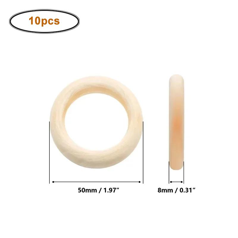 15-100mm Natural Unfinished Solid Wood Rings Smooth Wood Circles for DIY Craft, Ring Pendant Connector, Jewelry Making and Decor