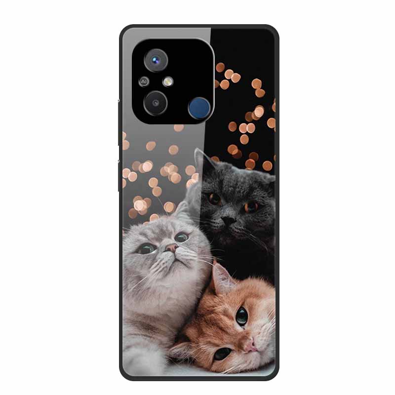 Gehärtetes Glas Case für Redmi 12C Rückabdeckung Hartschalen Case für Xiaomi Redmi 12C 4G Handyhülle Redmi12C Fundas 22120RN86G Cooler Stoßfänger