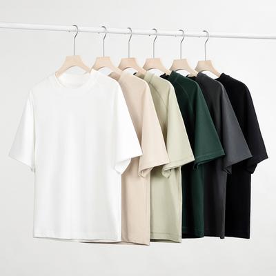 Heavy Cotton Casual Raglan Sleeve Men's T-shirt Summer Fashion Brand Solid Color Loose Short Sleeve T-shirt Women's White T-shirt