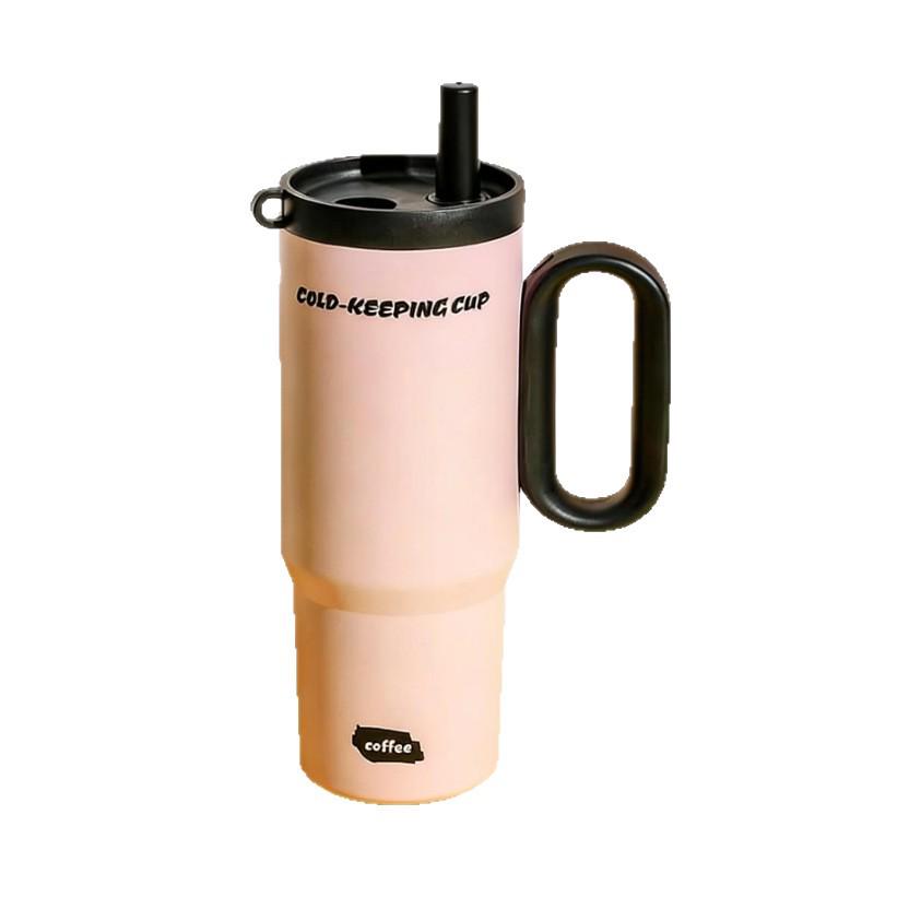 Large Capacity 316 Stainless Steel Insulated Cup with Straw and Portable Handle