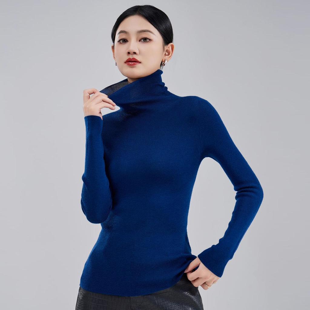 2025 Women's Turtleneck 100% Wool Slimming Knit Sweater - Autumn/Winter Long Sleeve Base Layer