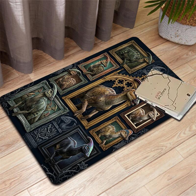 Dinosaur Gallery Pattern Rug Floor Mat for Living Room or Bedroom Soft and Comfortable Carpet a Gift for Birthday and Holiday.