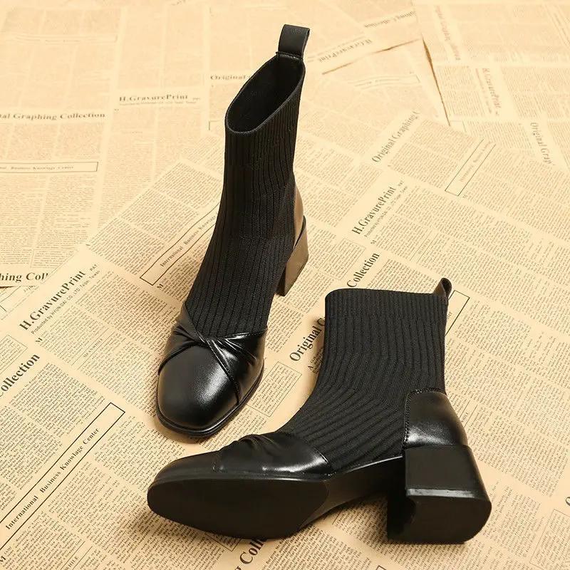 Fashion Autumn Ankle Boots for Women Winter 2024 Elastic Woman Short Shoes Hot High Quality Chic and Elegant Fashion New In Sale Booties