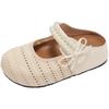 2025 New Summer Thick-soled Heightening Woven Bag Head Half Slippers Women Wear Versatile Mesh Bow Pearl Shoes