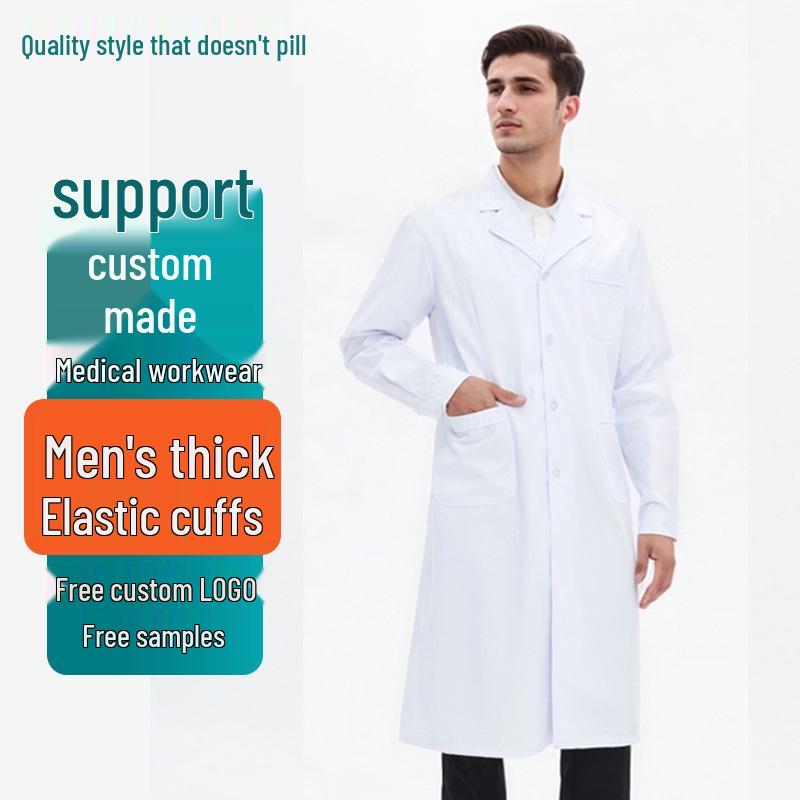 Unisex Custom Logo Long Sleeve Laboratory Coat