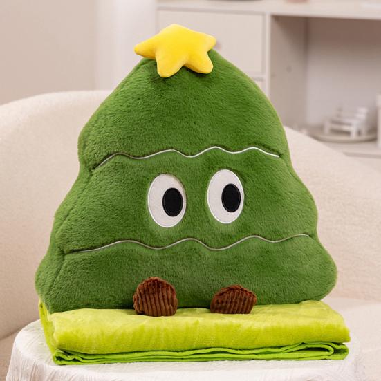 Christmas Tree Plush Pillow Blanket Cartoon Tree Shape Throw Pillow Stuffed Plushie Hugging Cushion Sofa Bedroom Living Room Decoration