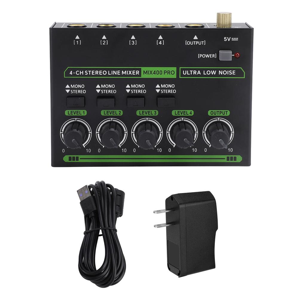 4 Channel Mixer RGB Light Low Noise Multifunctional DJ Controller Sound Mixer for Music Recording