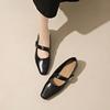 Damen Klobige Einzelne Schuhe Frühling Neu Quadratische Zehenpartie Flacher Ausschnitt Metallschnalle Weiche Sohle Rutschfest Low-Top Schuhe