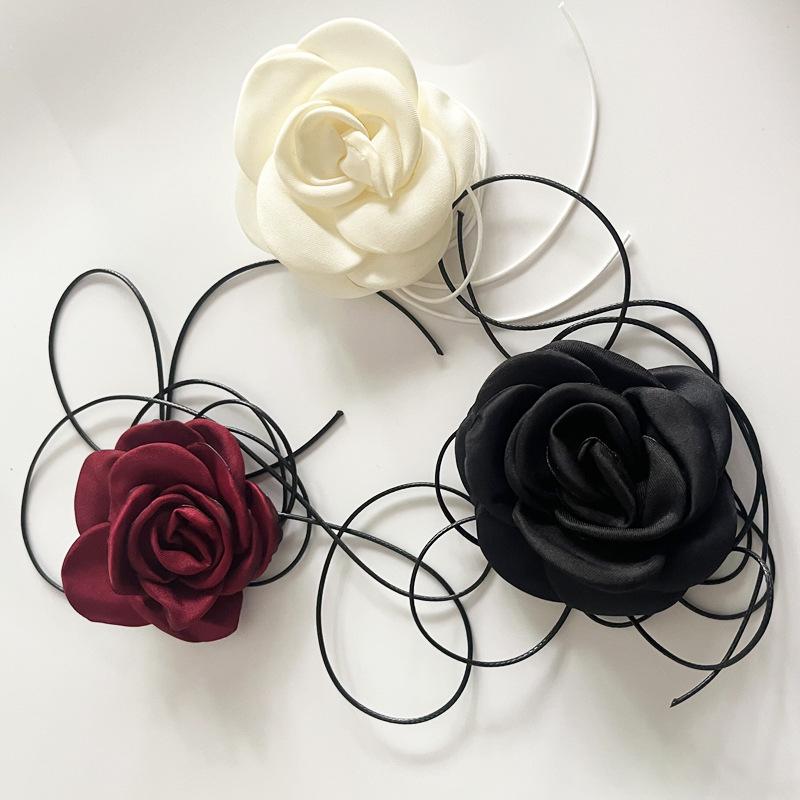 Personalized Handmade Rose Necklace, Creative Long Diy Flannel Choker Necklace