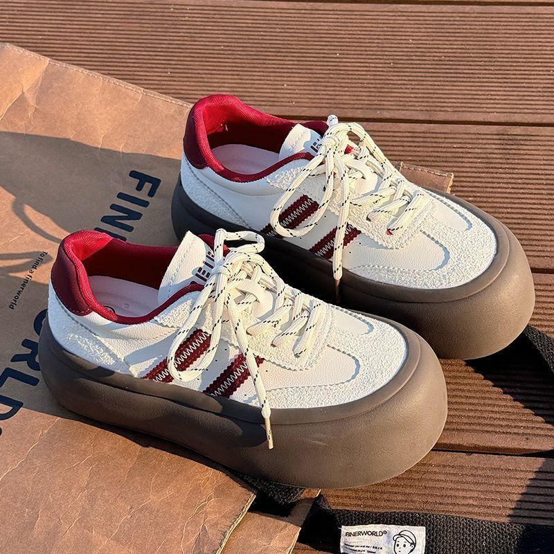 American Ankara Red German Training Shoes Women's Platform 2025 Spring New Casual Internet Celebrity Versatile Campus Style Bread Shoes