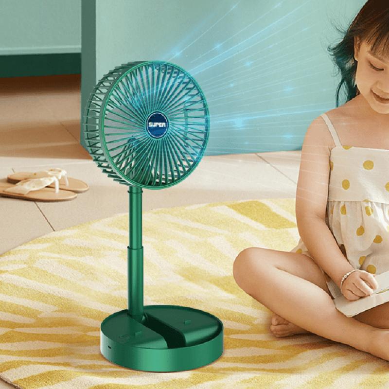 Electric Stand Fan Portable Folding Fan USB Rechargeable Foldable Desktop Fan Mini Mute Fan 3 Speeds Adjustable Height