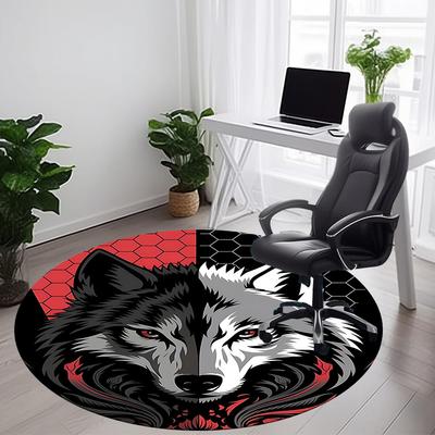 1 Stück Wolfsrudel Büro Runder Teppich, Unter Bürostühlen Schlafzimmer Wohnzimmer Heimdekoration, Raumdeko