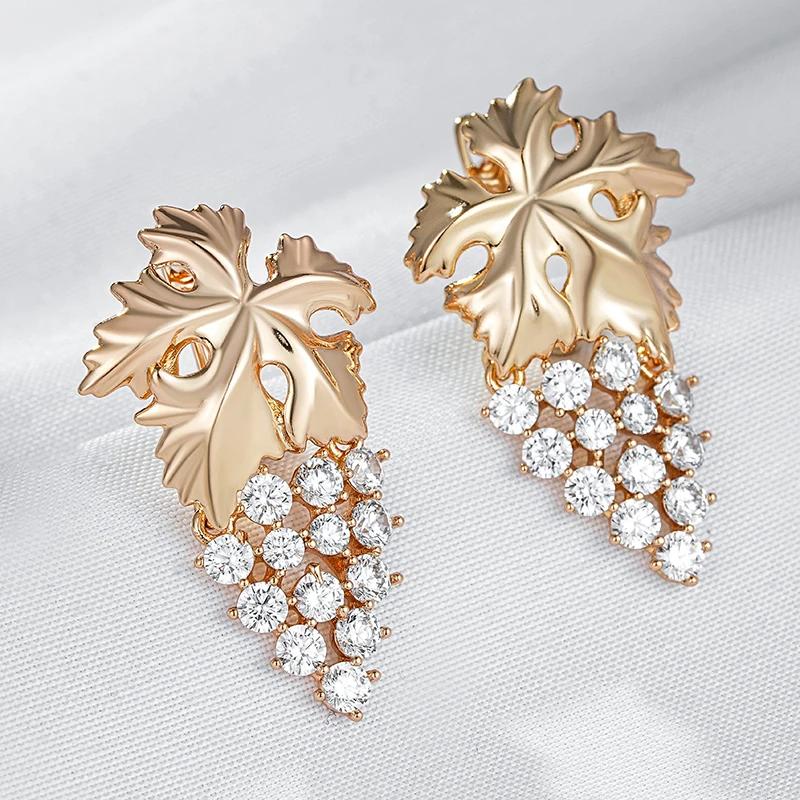 Women's Grape Design Zirconia Luxury Gold Earrings Large Party Party P... More
