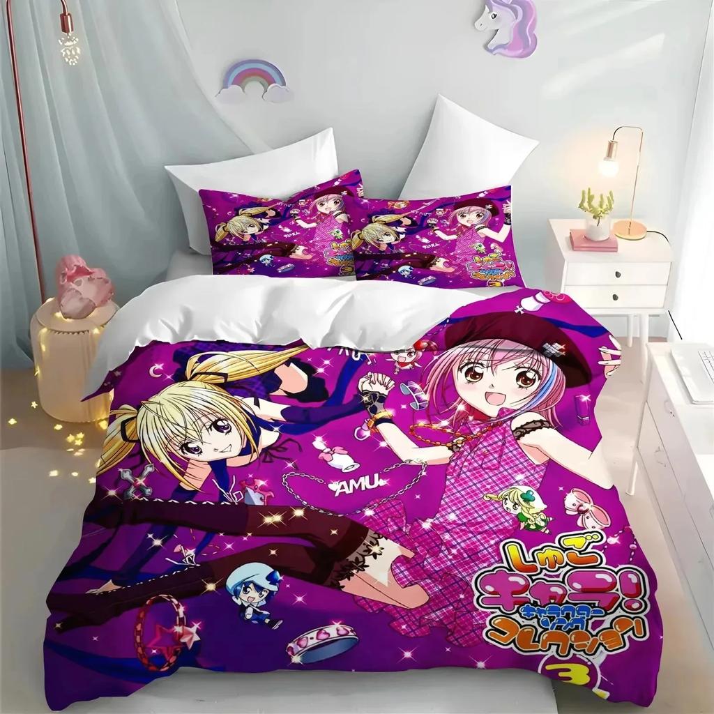 Anime Shugo Chara Star Song Beding Sets Soft with Soft Fabric Duvet Cover Set With Pilowcase Twin Ful Quen King Bedclothes Bed Home Textile