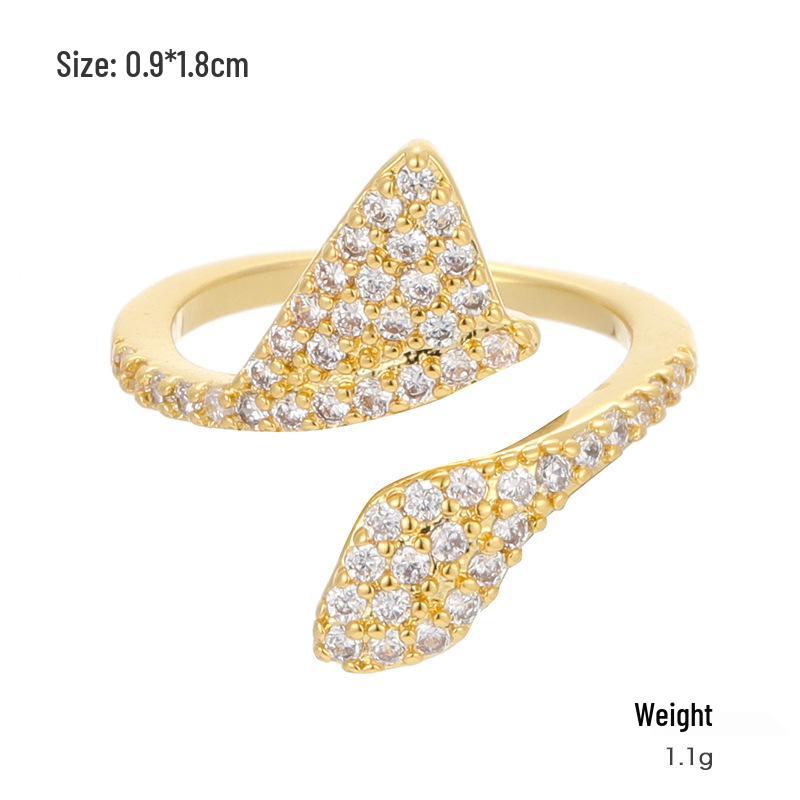 Kenjie Gold-Plated Copper Zircon Women's Adjustable Ring - Stylish Autumn/Winter Design