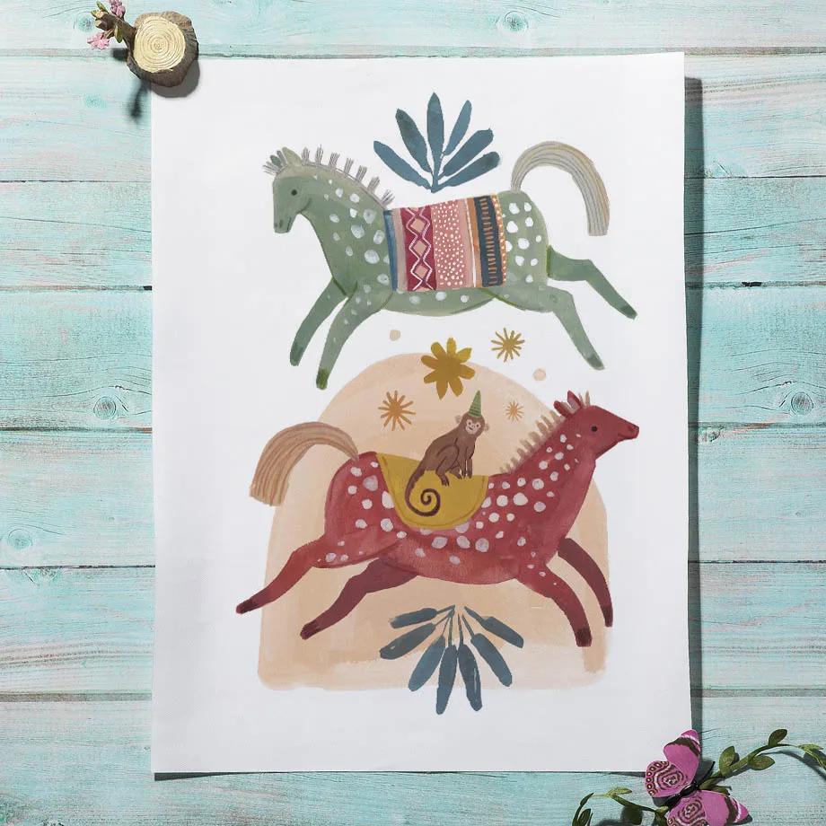 Boho Tiger Leopard Dinosaur Bear Lion Rabbit Poster Nursery Wall Art Mural Print Canvas Painting Pictures Baby Room Home Decor