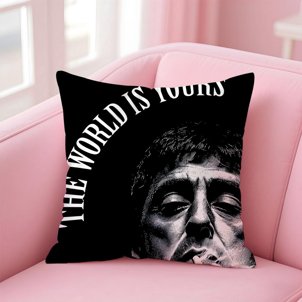 S-Scarface A-Al Pacinos Cushion Cover Pillowcase Short Plush Invisible Zipper Room Sofa Cushion Cover