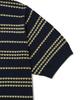 WACKY WILLY Basic Logo Striped Collar Sweater Navy