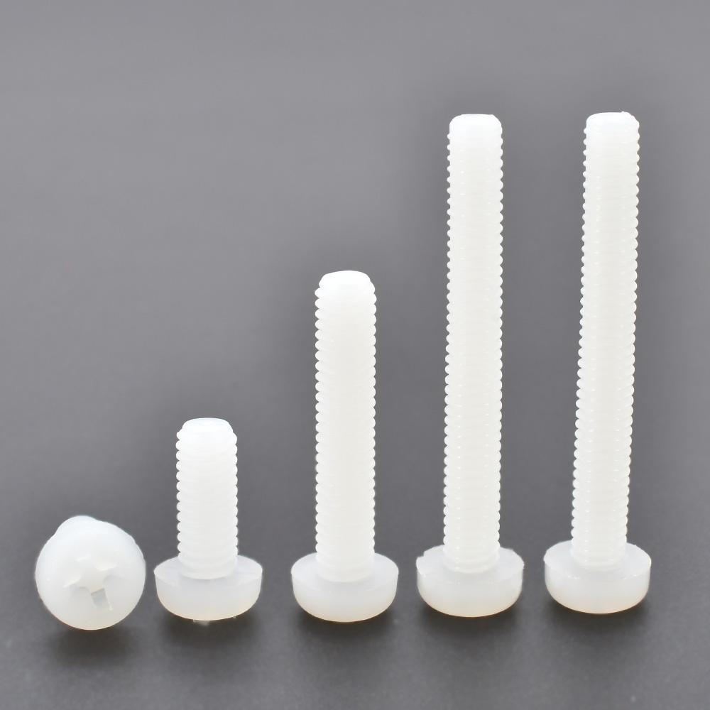 Nylon Screw M2 M2.5 M3 M4 M5 M6 M8 Black White Nylon Plastic Phillips Pan Head Screws Cross Round Head Insulated Bolts L=4~20mm