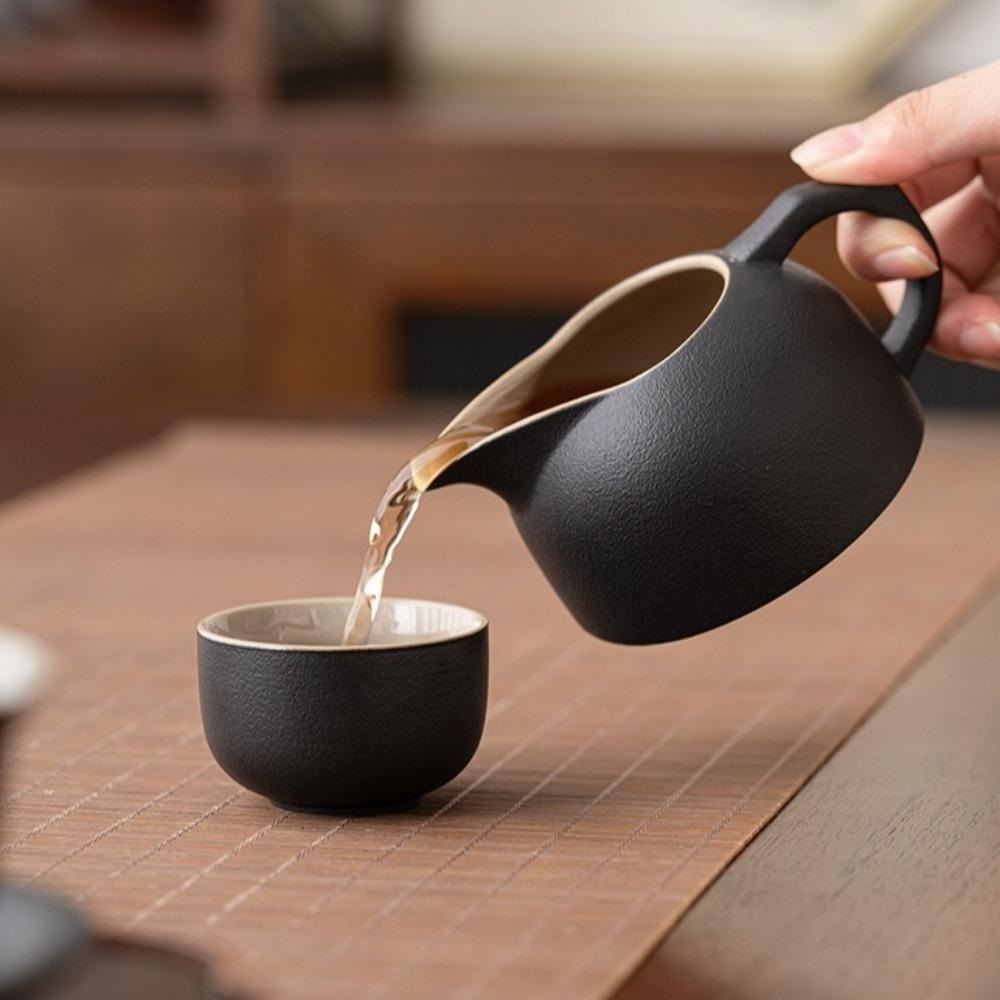 6PCS Tea Pair Set Retro Tea Cup Black Heat-resistant Tea Bowl Chinese Handmade Single Cup Office