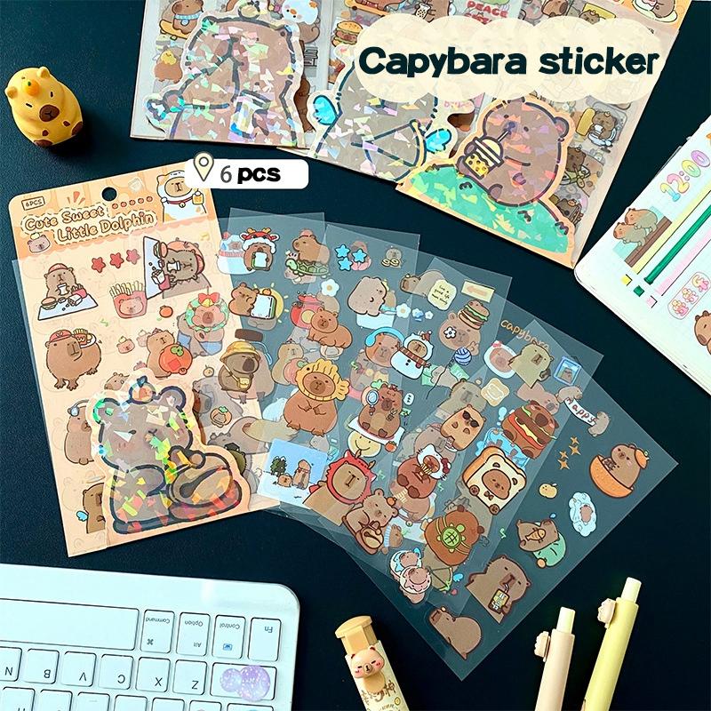 Set Cartoon Capybara Sticker Cartoon Animal Sticker Cute Stickers for Scrapbooking Kawaii Korean Stickers DIY Stationery Decals