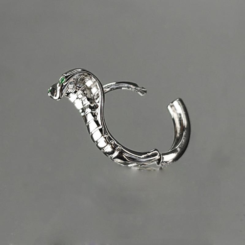 Fashion Punk Gothic Copper Zircon Green Eye Snake Earrings For Men Women Hip Hop Personality Cool Cobras Hoop Earrings Jewelry