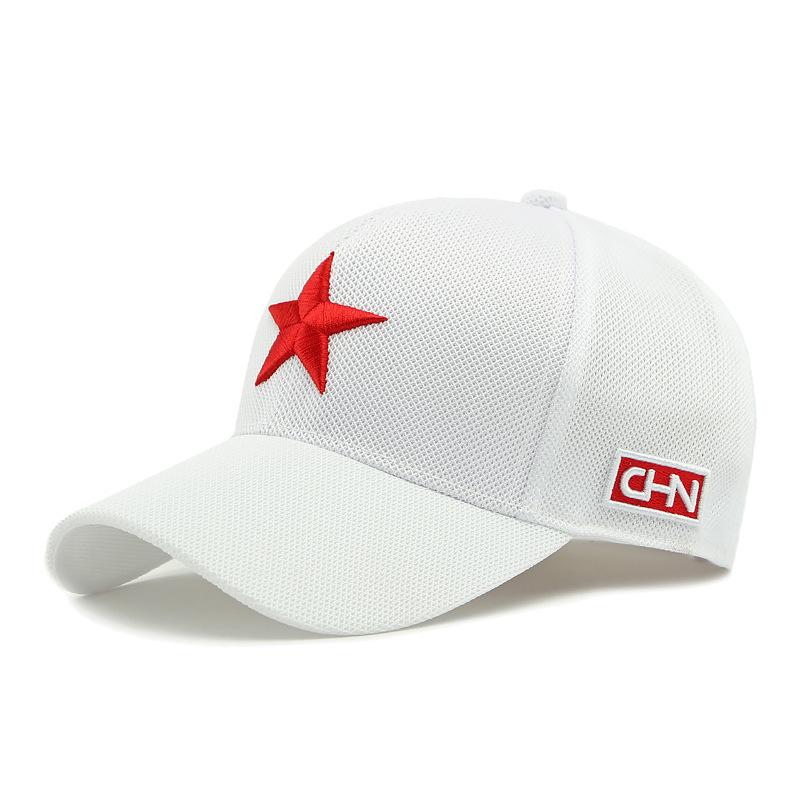 Men Summer Breathable Peaked Cap Mesh Sun Hat Three-Dimensional Embroidery Five-Pointed Star Baseball Cap