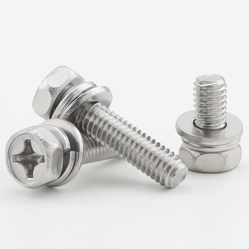 304 Stainless Steel Hex Head Bolt Set with Flat and Spring Washers