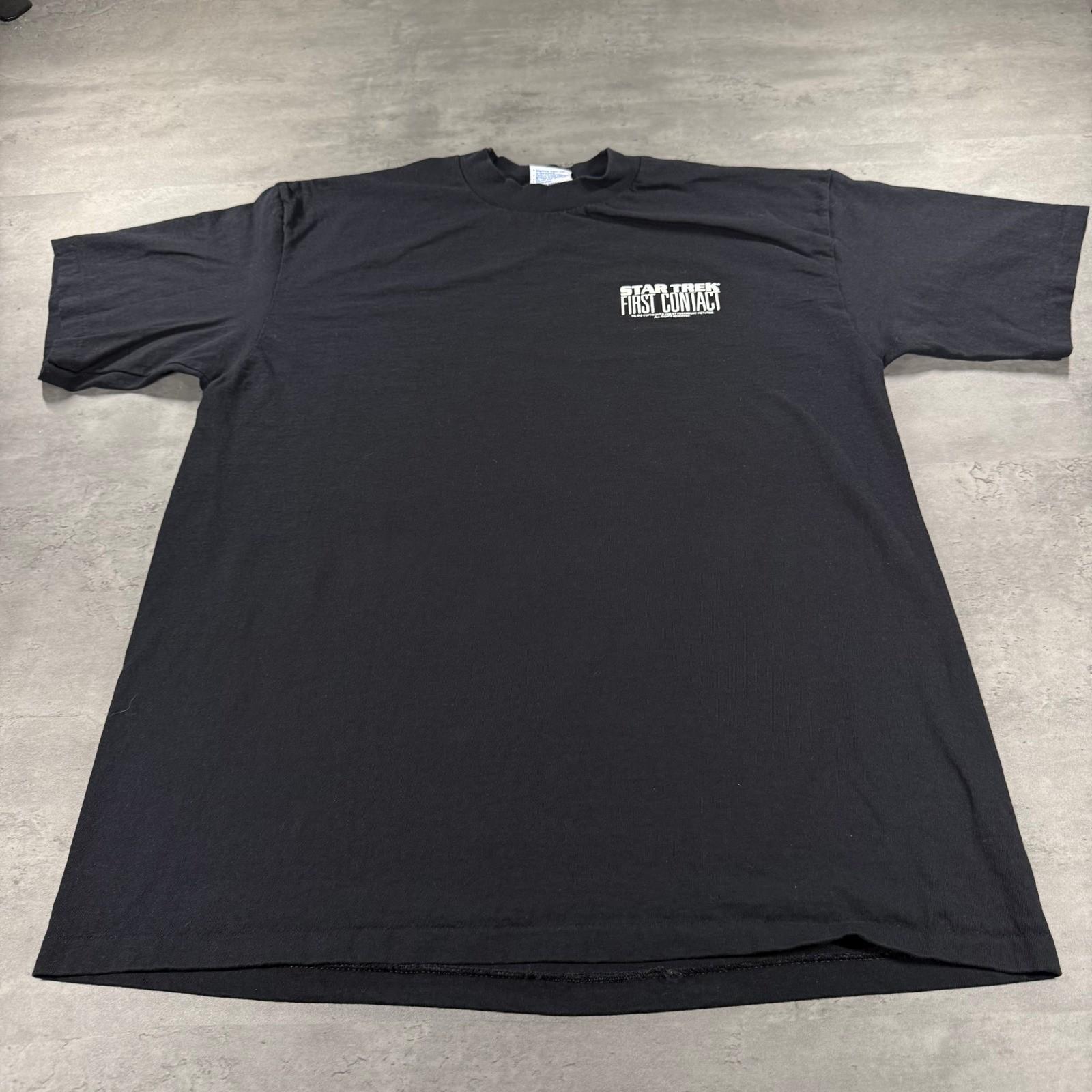 Vintage 1996 Star Trek First Contact Movie Promo T- XL Black Paramount USA Unisex T-Shirt XXL