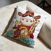 Lucky Cat Cushion Cover Soft Decorative Pillow Case Suitable for Bedroom Sofa Car Travel Use