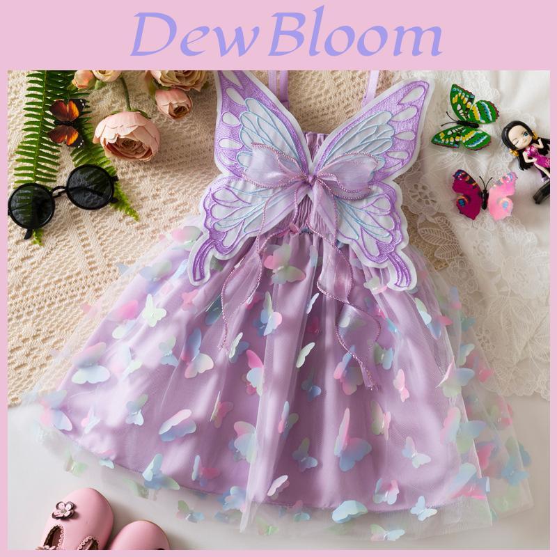 Butterfly Princess Dress For Girls With Cotton Blend Fabric Summer Child Gown