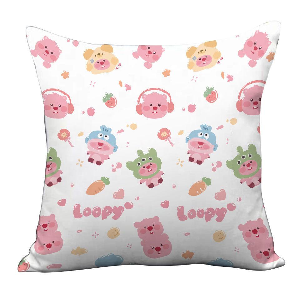 

Pink Doll Beaver Cute Cushion Pillow Cartoon Sofa Birthday Gift Reversible Cushion linen-45x45cm double-sided [without pillow core]