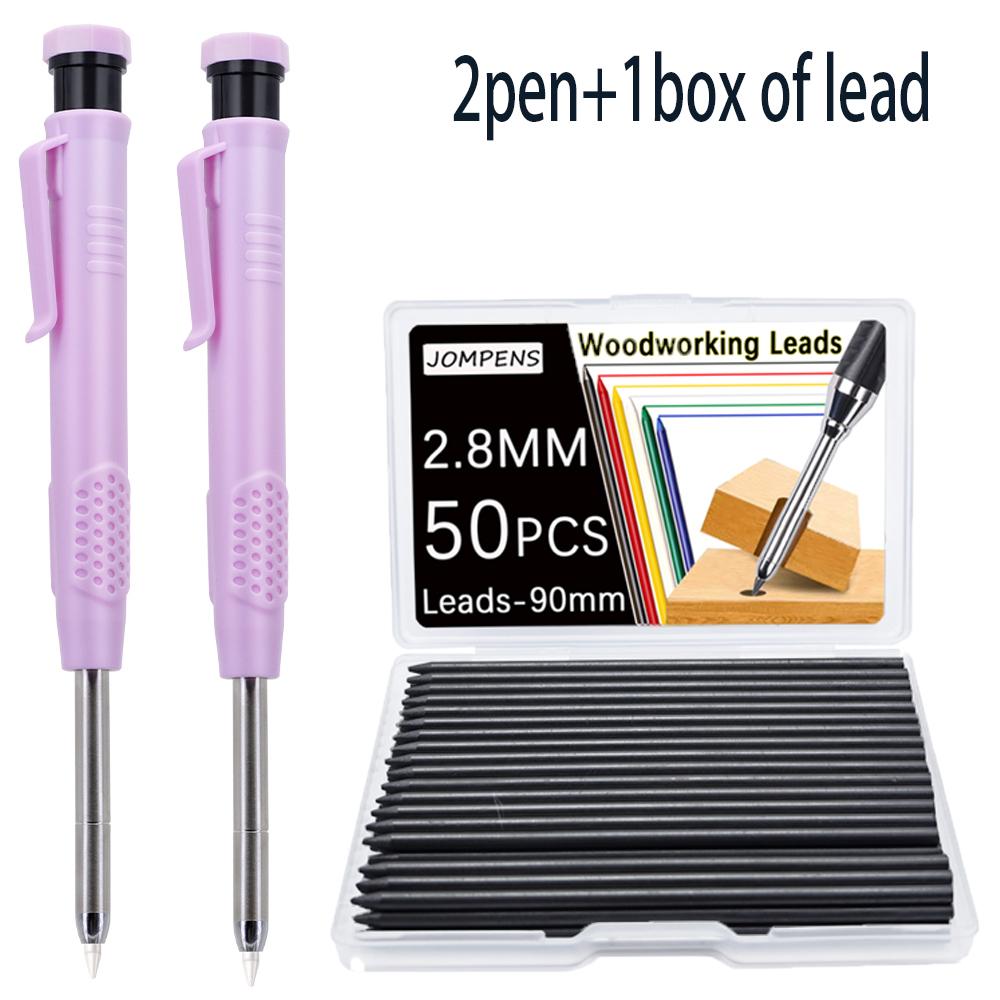 New 2.8mm Deep Hole Woodworking Marking Automatic Pencil Set With 50pcs Lead Refill, for Architectural Engineering Drawing Tools