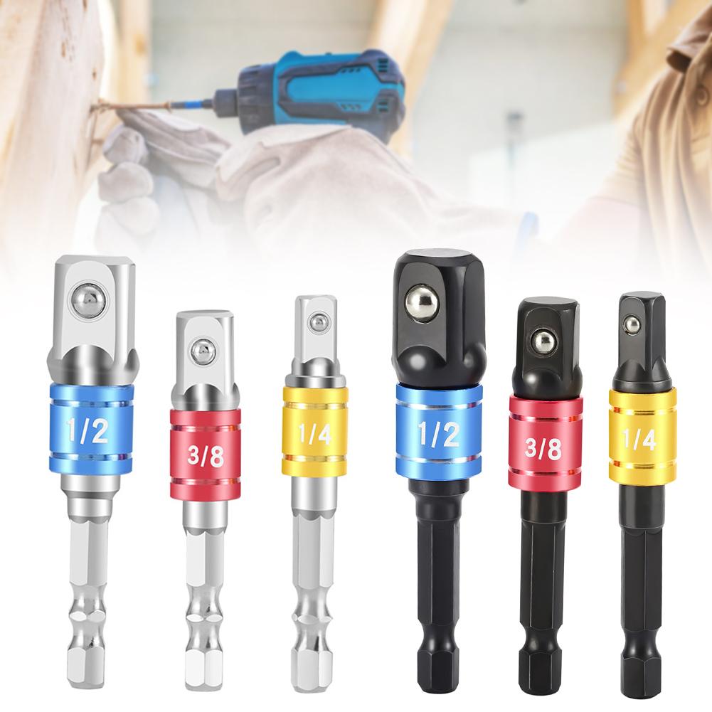 3pcs Impact Socket Adapter Set For Drill 1/4" 3/8" 1/2" Hex Socket Adapter Drill Bits Set,For Impact Wrenches