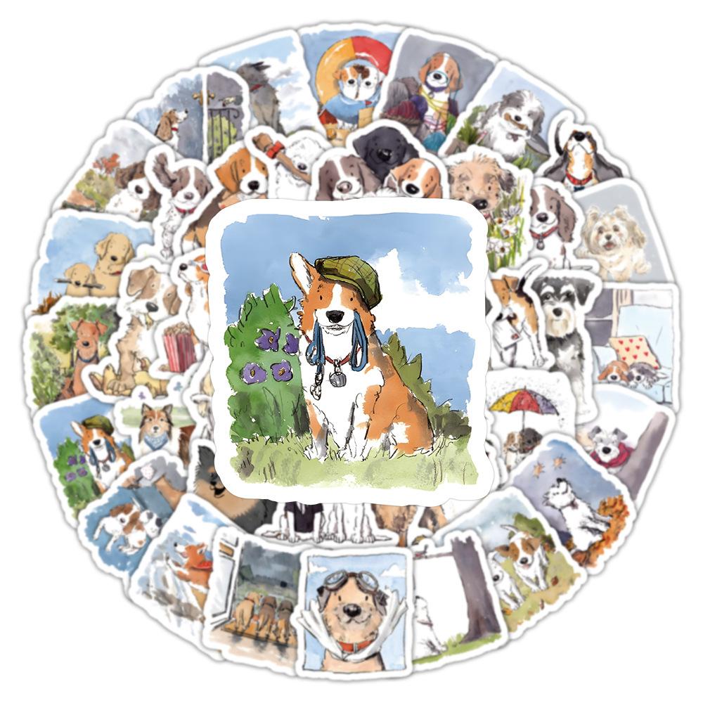 1050 100Pcs Happy Dog Stickers Funny Dog Cartoon Sticker Animal Decals Diy Luggage Laptop Phone Car Bike Skateboard Kids Toy