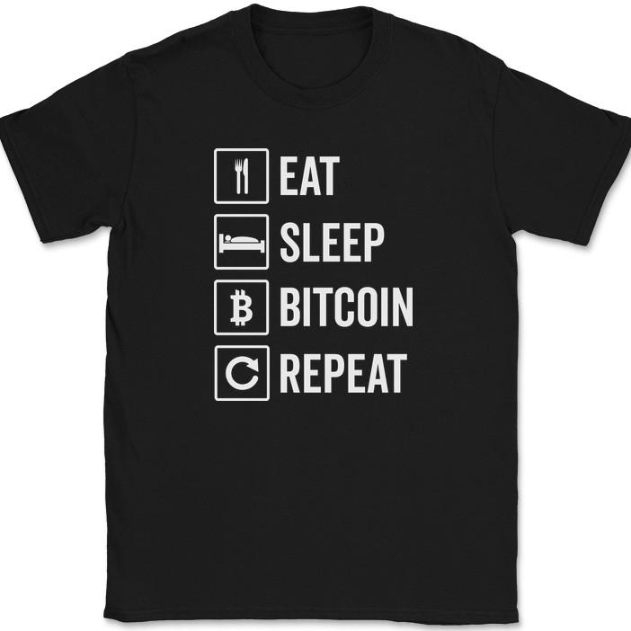 

Футболка Eat Sleep Bitcoin Repeat Смешная футболка с юмором про криптовалюту L