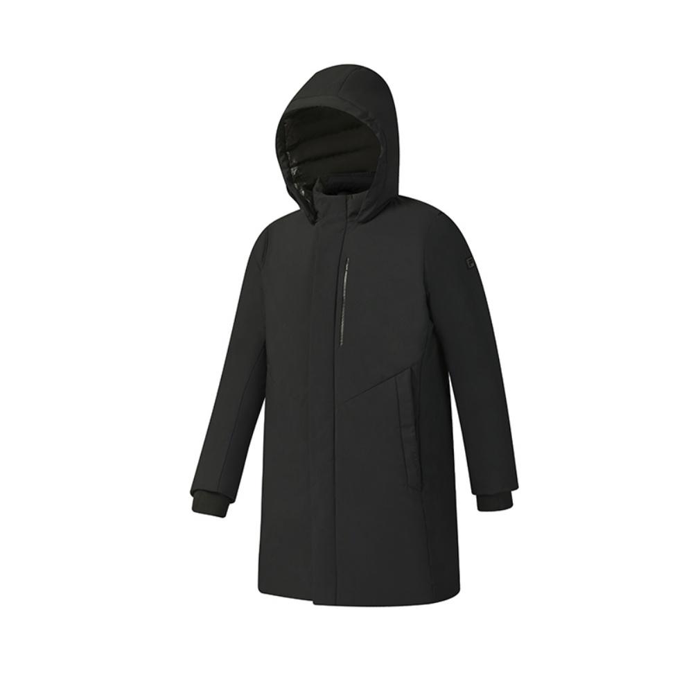 FILA Golf Series Simple Personality Trendy Casual Sports Comfortable Goose Down Warm Versatile Hooded Mid-Length Down Jacket A51M545901FBK
