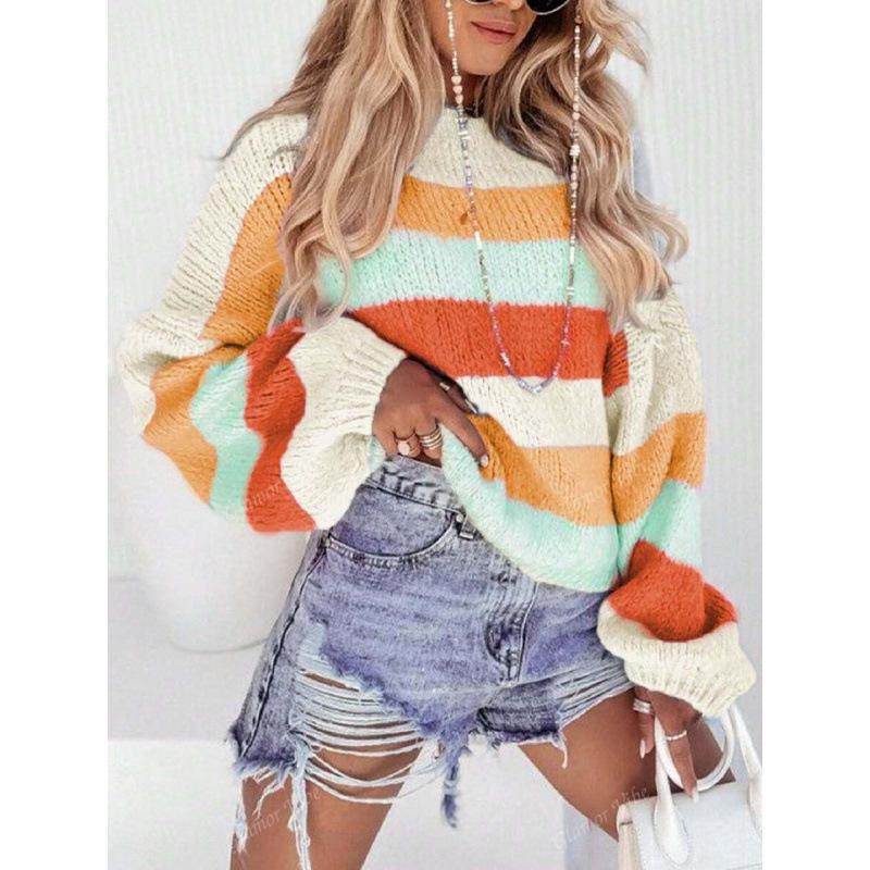 Men's Striped Color Block Sweater - Style 19467