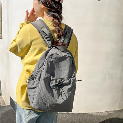 Mochilas de Nylon con Cremallera de Color Sólido para Mujer Bolsos Casuales con Hilo de Coser para Mujeres Viajes Diarios Bolsos de Mano Femeninos