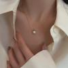18K Gold Round Bead Clavicle Necklace - Elegant, Fine Chain, Simple Design