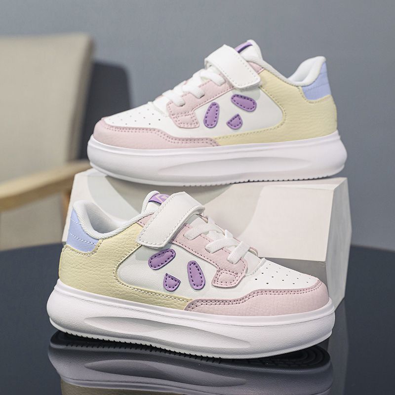Panda classmate children's little white shoes 2025 spring new student casual shoes boys and girls board shoes platform sports shoes