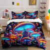 Glowing Psychedelic Mushroom Set Bedding Duvet Cover Set Duvet Cover Pillowcases (1 * Duvet Cover 2 * Pillowcases, without duvet insert)