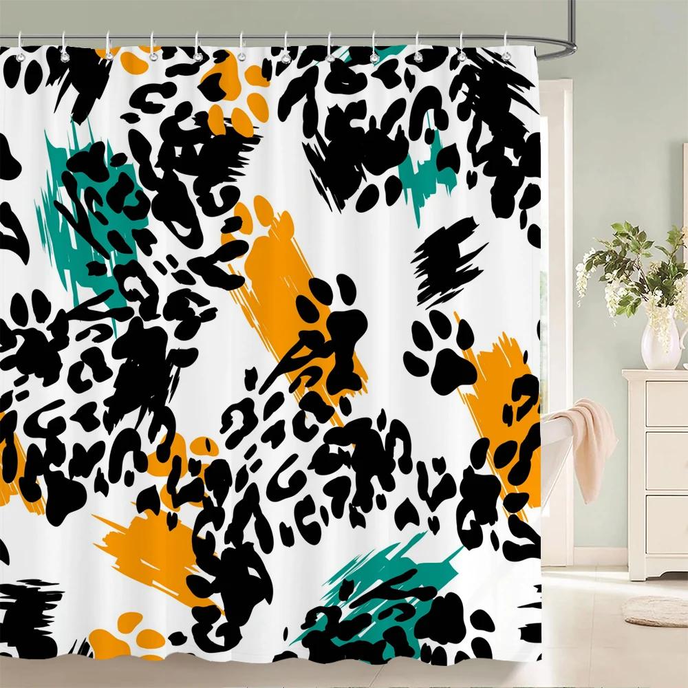 Abstract Bohemian Shower Curtain Medieval Minimalist Art Polyester Fabric Shower Curtain Bathroom Decoration Curtain with Hooks