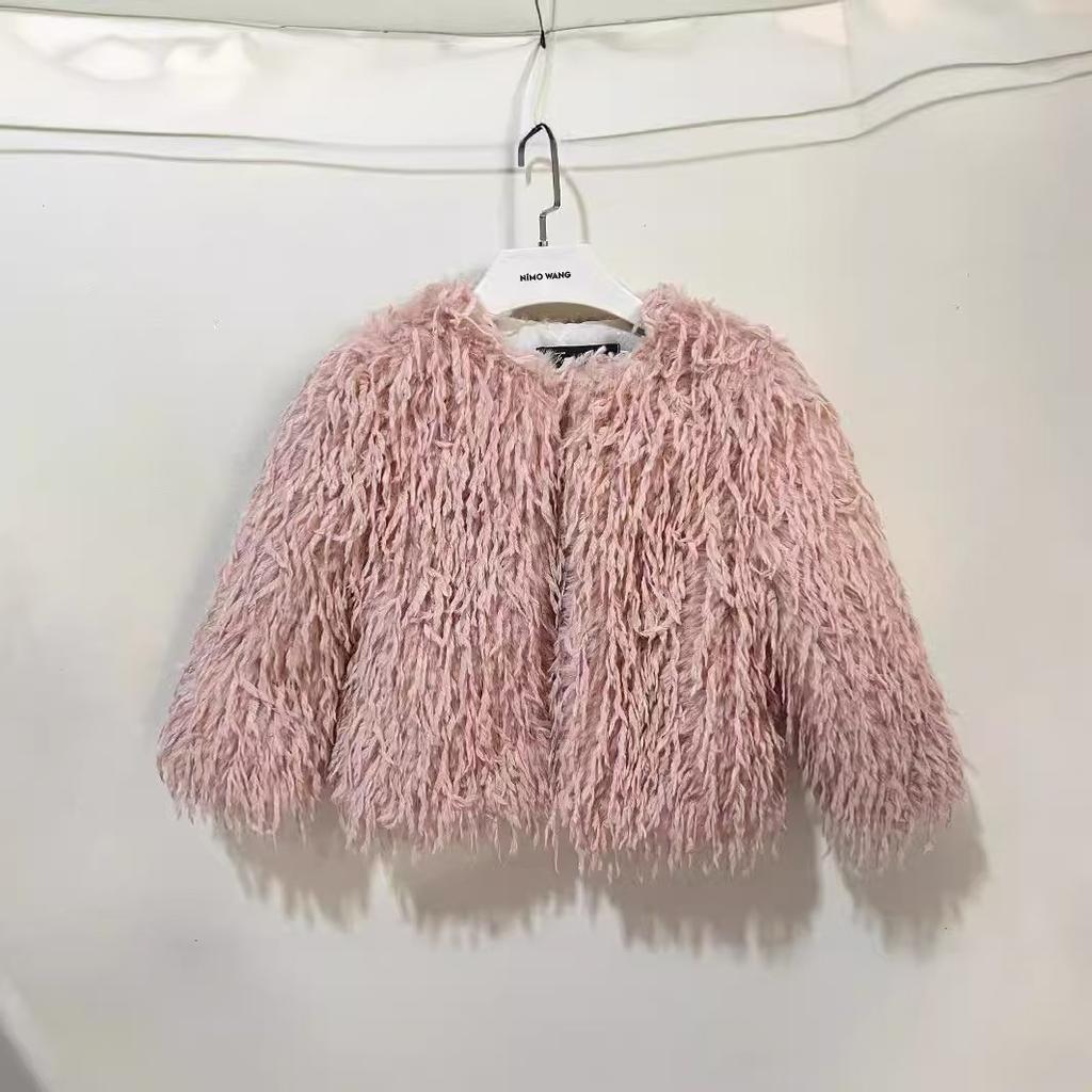 Girls' Autumn and Winter Temperament Warm Jacket Korean Style Solid Color Soft Top