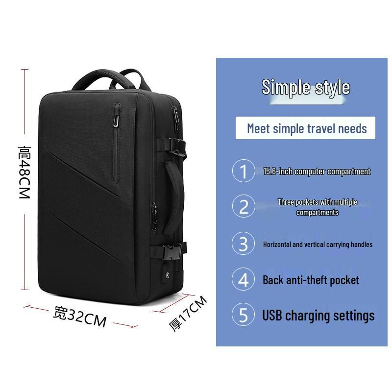 

Мужской расширяемый рюкзак из ткани Оксфорд для ноутбука - Большая вместимость и многофункциональный для деловых поездок