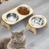 Elevated Small Toy Dog Cat Bowls Tilted Adjustable Puppy Feeder Stand with 2 Stainless Steel Bowls for Puppies Cats Accessories