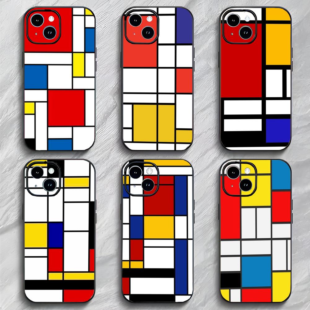 Abstract Iconic Art P-Piet Mondrian Phone Case Phone Case Soft Packaging Lightweight For iPhone17 16 15 14 13ProMax