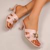 2026 Fashion Plus Size Chain High Heel Sandals - Women's Square Toe Single Strap Casual Slides