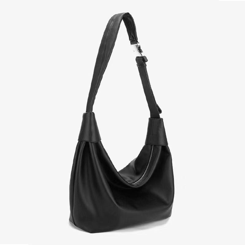 

Мужская сумка кроссбоди из мягкой кожи - Минималистичный однотонный дизайн, Большая вместимость, Трендовый, Расслабленный стиль. чёрный